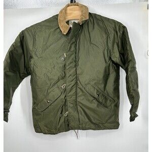 Vtg US NAVY A-1 Extreme‎ Cold Weather Jacket Impermeable Flight Deck GREEN M